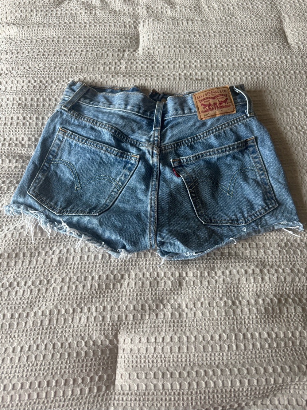 Levi's Light Blue Distressed Denim Cutoff Shorts